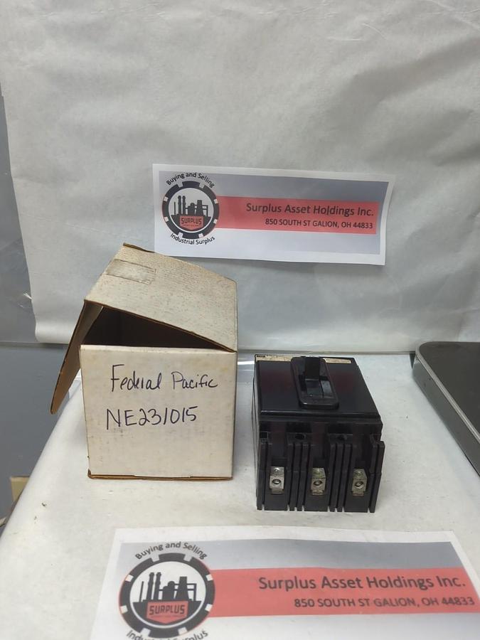 Used FEDERAL PACIFIC,NE231015,CIRCUIT BREAKER 15 AMP 3-POLE PRE-OWNED