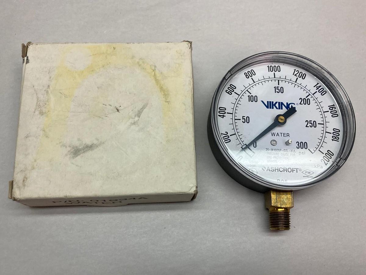 Viking,35-W1005P-02L-XUL,Pressure Gauge 0-300psi 0-2000kPa