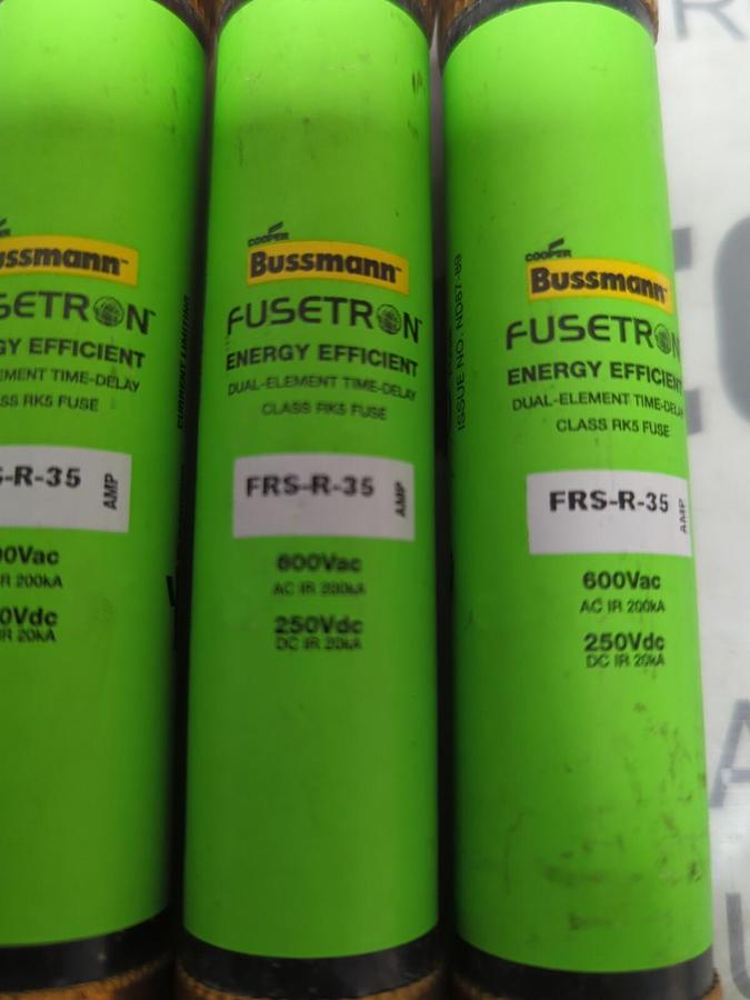 COOPER BUSSMANN,FRS-R-35,FUSETRON 35 AMP FUSE LOT OF 3 NOS