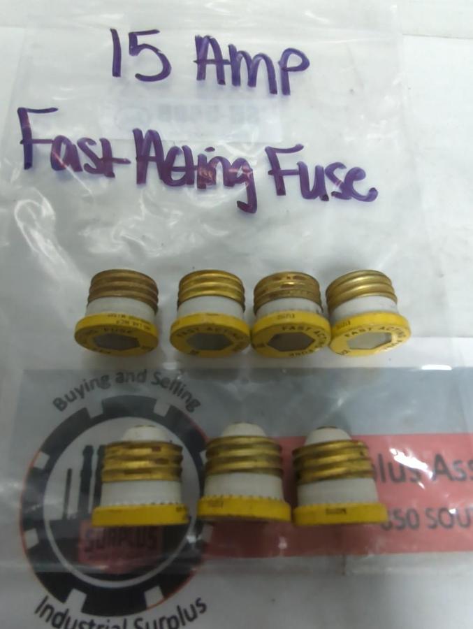 Used UNBRANDED,15 AMP,SCREW IN FUSE 15 AMP LOT OF 7 PRE-OWNED