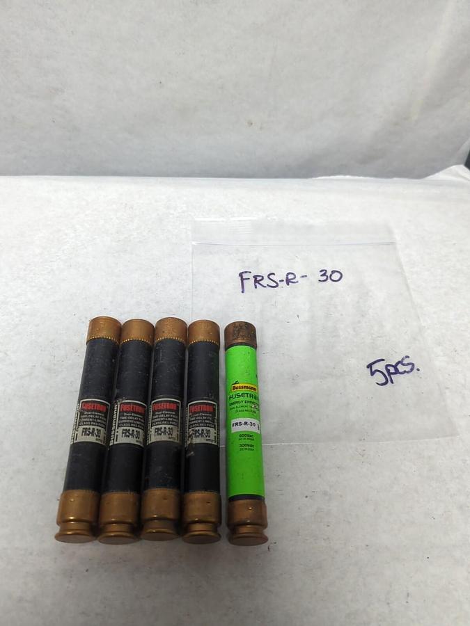 Used COOPER BUSSMANN,FRS-R-30,FUSETRON 30 AMP FUSE LOT OF 5 PRE-OWNED