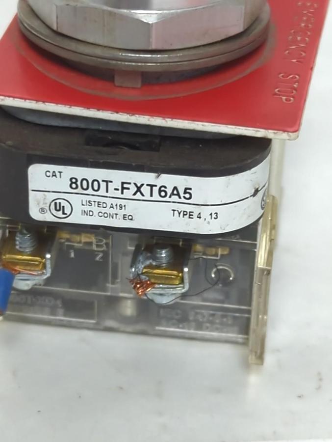 Used ALLEN BRADLEY,800T-FXT6A5,SER T PUSH-PULL EMERGENCY STOP BUTTON PRE-OWNED