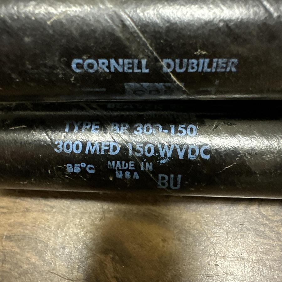 Used Cornell Dubilier,BR300-150,Capacitor 300 MFD 150 WVDC LOT of 3