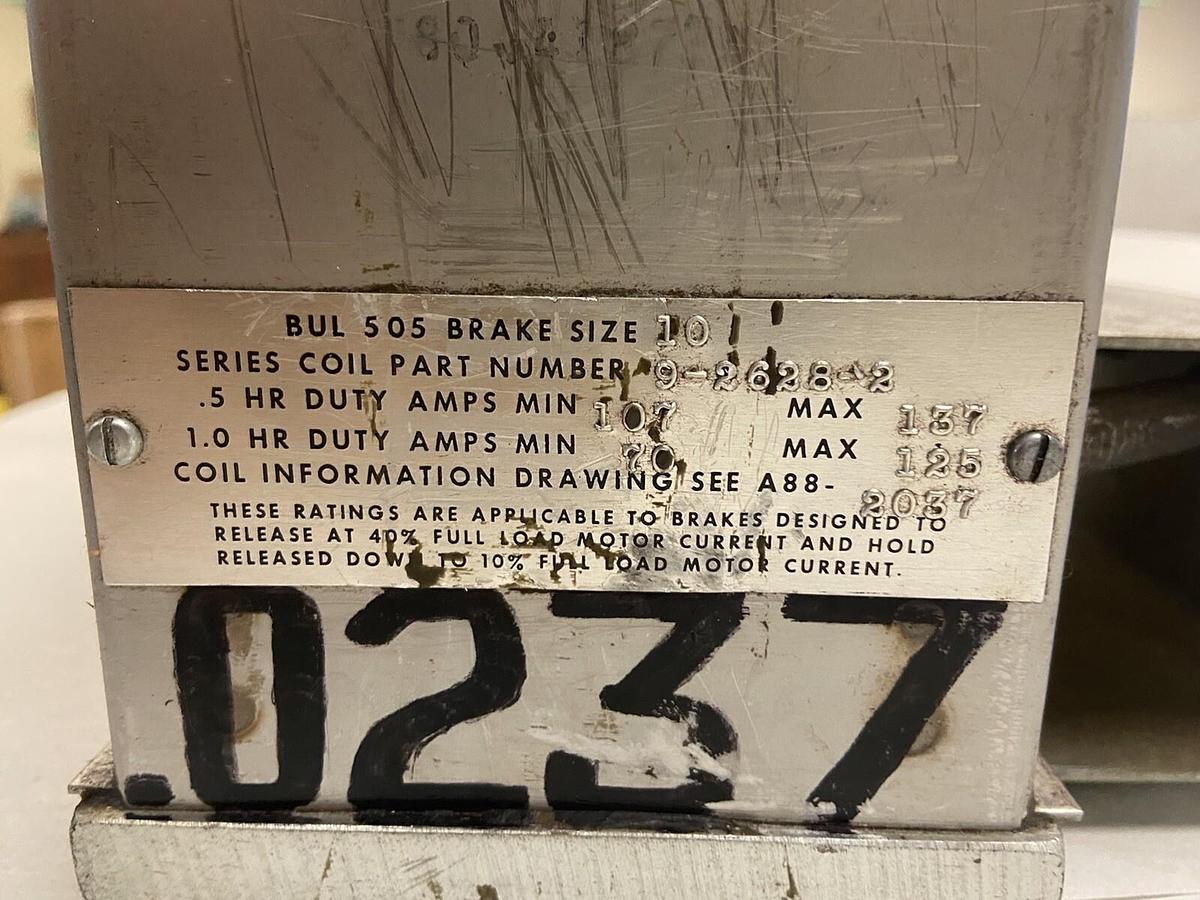 Cutler Hammer,9-2628-2,Crane Brake Coil Bulletin 505 for Brake Size 10