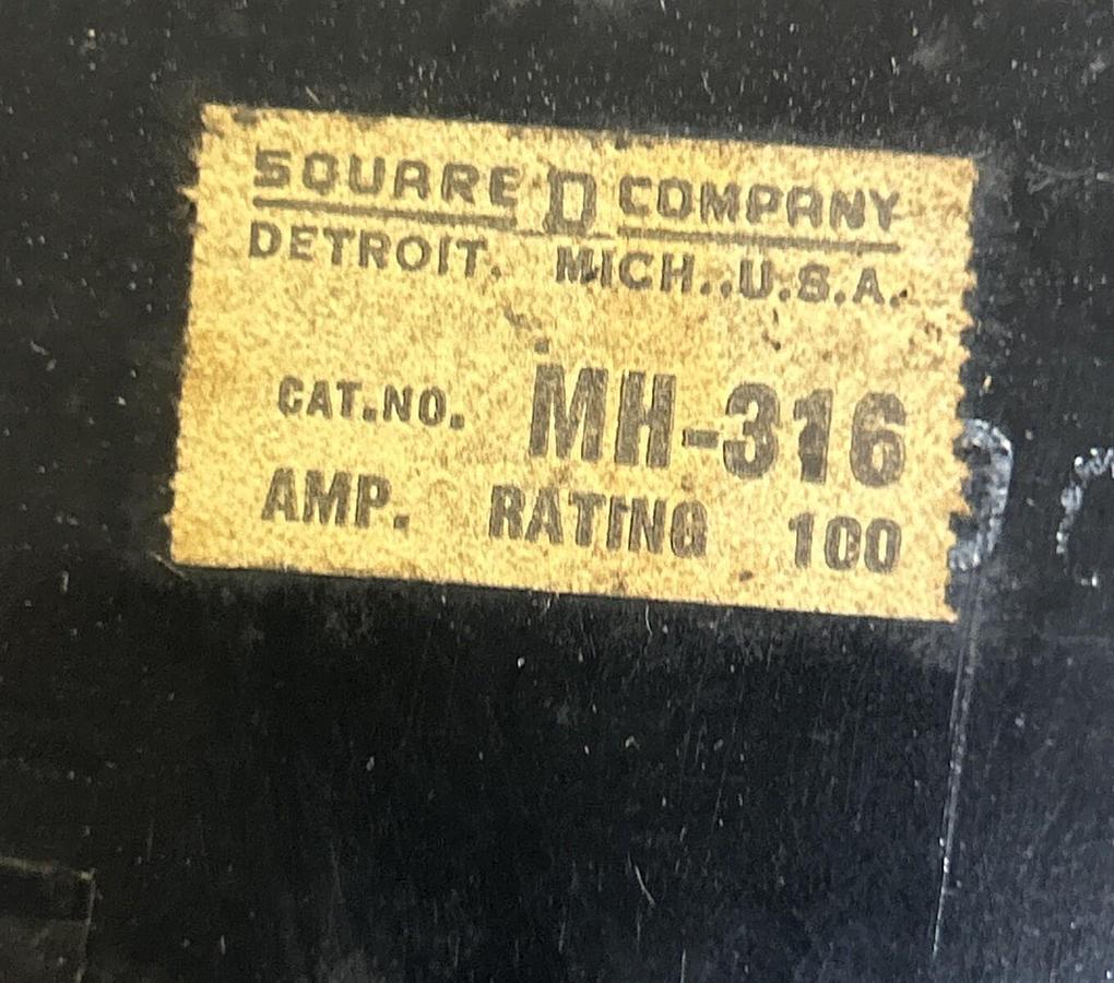 Used SQUARE D,MH-316,CIRCUIT BREAKER 100A 240V 3P