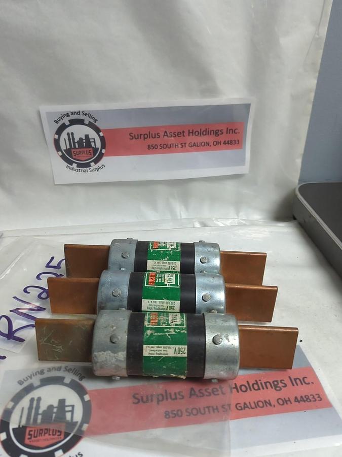 Used COOPER BUSSMANN,FRN-225,FUSETRON FUSE 225 AMP LOT OF 3 PRE-OWNED