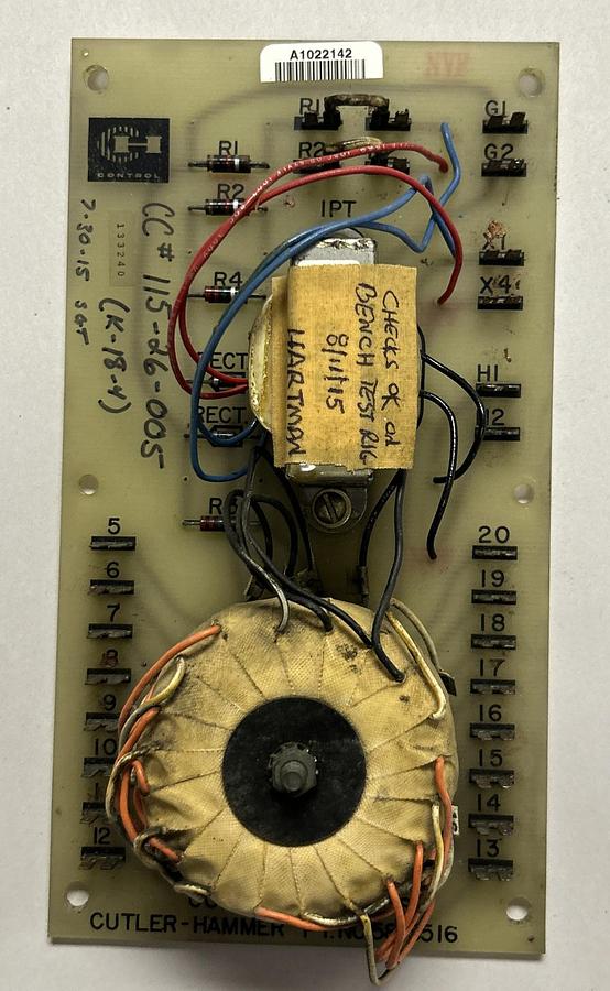 Used CUTLER HAMMER,58-3516,FIRING AMP CONTROL WINDINGS CIRCUIT BOARD