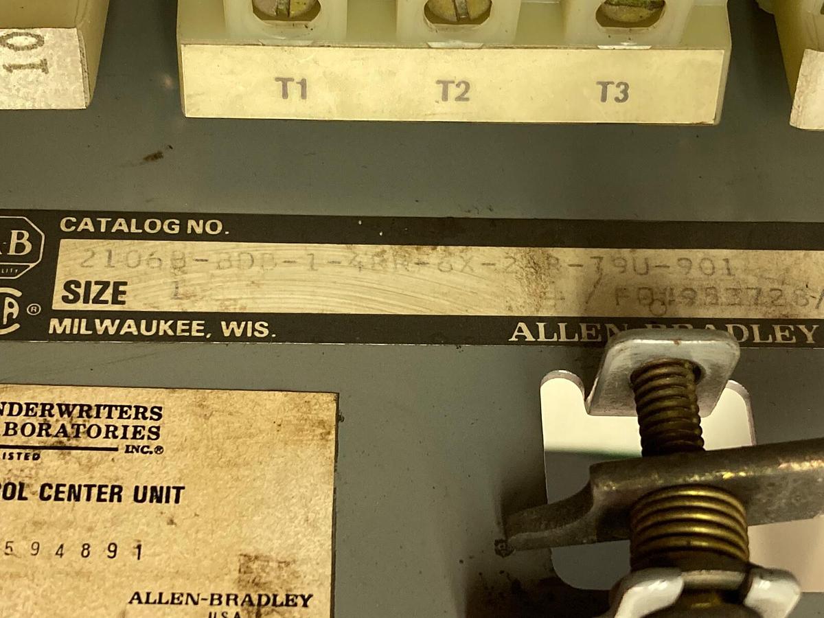 Used Allen-Bradley,2106B,Size 1 Fused MCC 20 Inch Reversing Starter Feeder Bucket