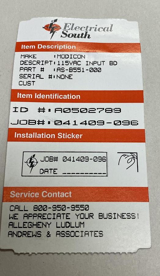 Used Modicon Gould,AS-B551-000,Input Module