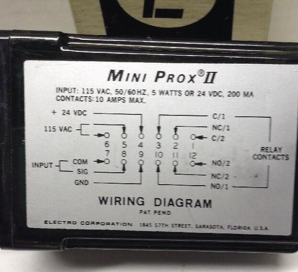 Electro,MODEL 55125,Mini Prox II Relay Output