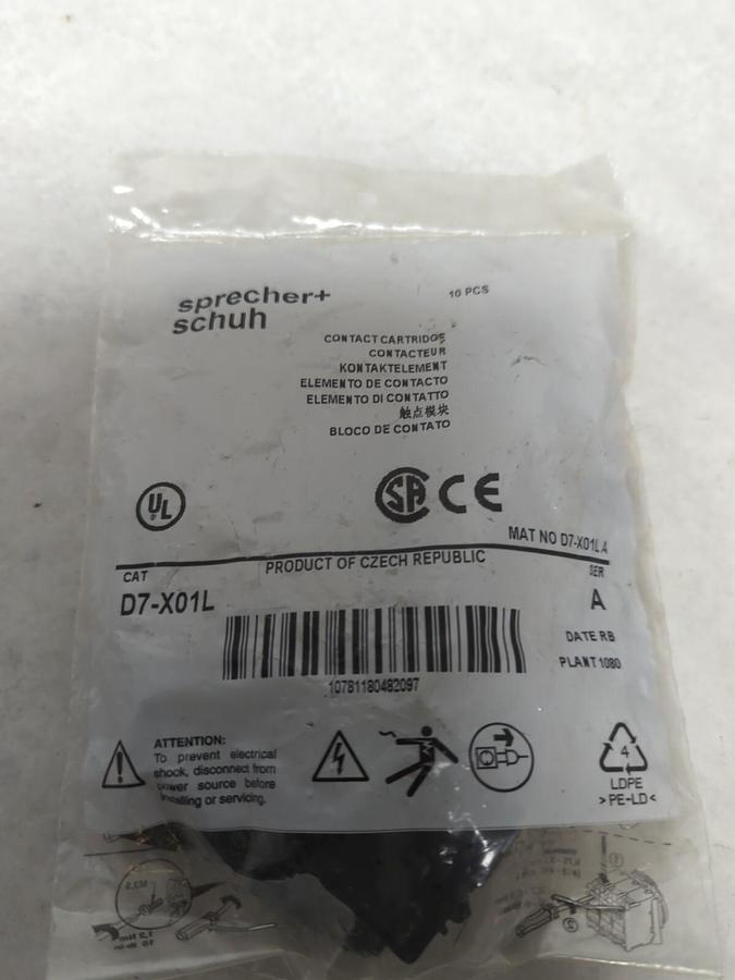 SPRECHER+SCHUH,D7-X01L,SERIES A CONTACT CARTRIDGE PACK OF 10 NEW