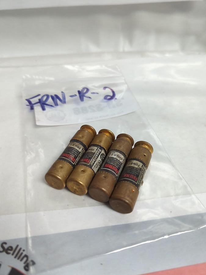 Used COOPER BUSSMANN,FRN-R-2,FUSETRON 2 AMP FUSE LOT OF 4 PRE-OWNED
