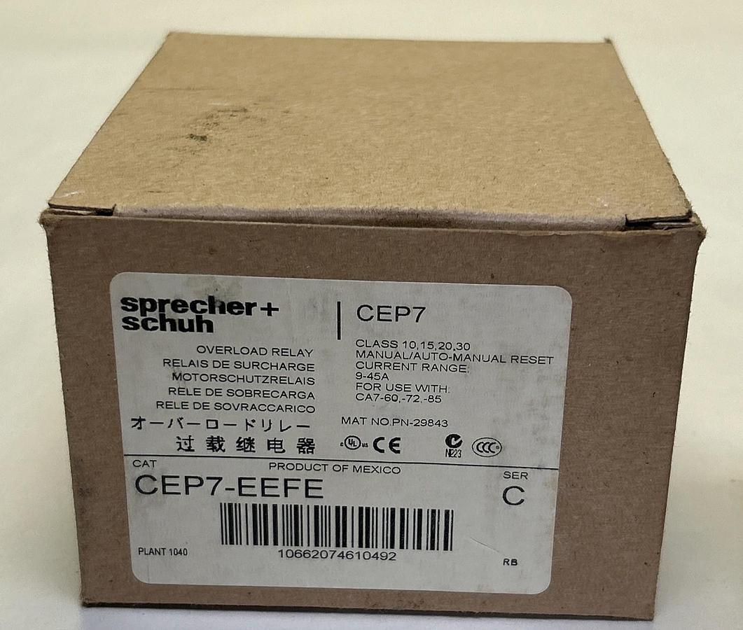 Used SPRECHER & SCHUH,CEP7-EEFE,OVERLOAD RELAY NEW