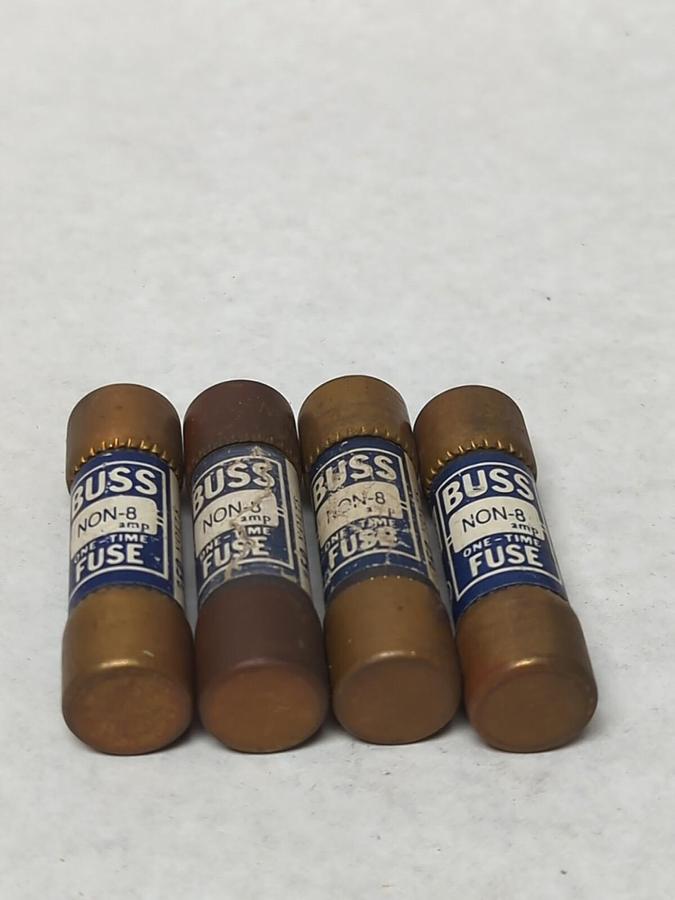 Used COOPER BUSSMANN,NON-8,ONE-TIME 8 AMP FUSE LOT OF 4 PRE-OWNED