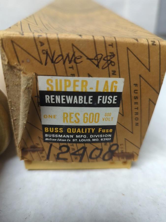 BUSSMANN,RES-600,SUPER-LAG RENEWABLE 600 AMP FUSE NOS