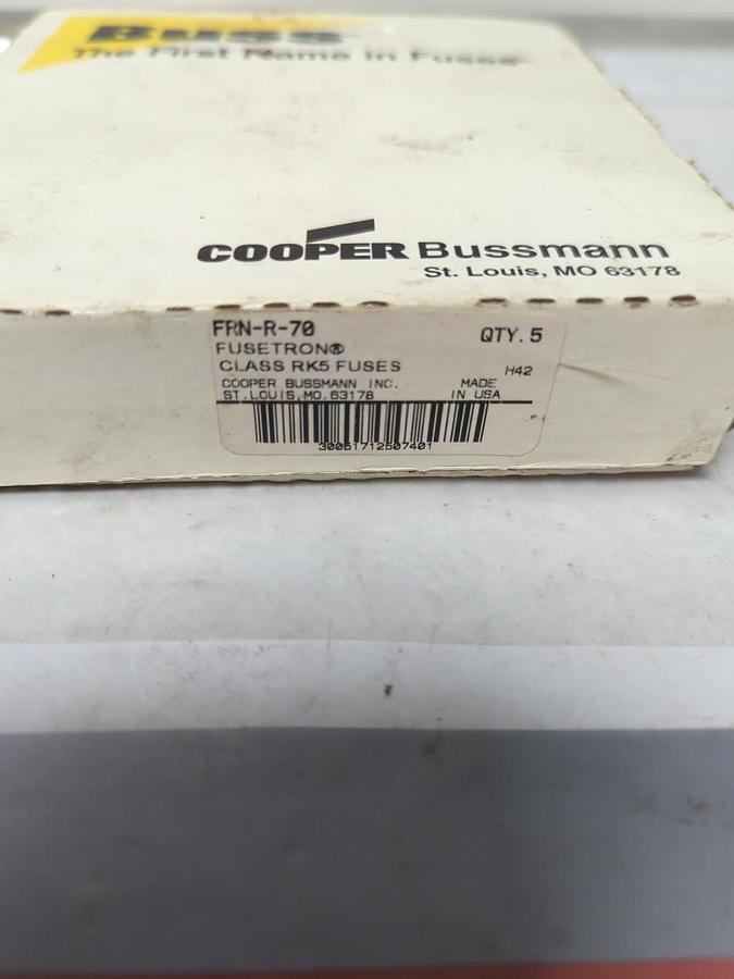 COOPER BUSSMANN,FRN-R-70,FUSETRON 70 AMP FUSES BOX OF 5 NOS