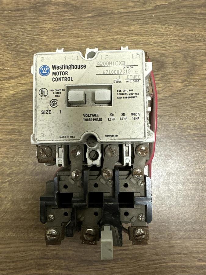 Used Westinghouse,A200M1CXD,Motor Control Size1 3 PH 10 HP