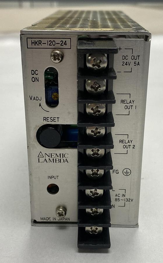 Used NEMIC LAMBDA,HKR-120-24,POWER SUPPLY 5AMP 85-132V 24V