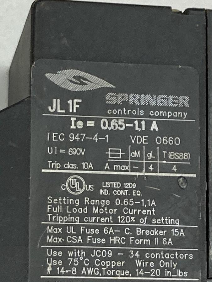 Used General Electric,JL1F,Thermal Overload Relay