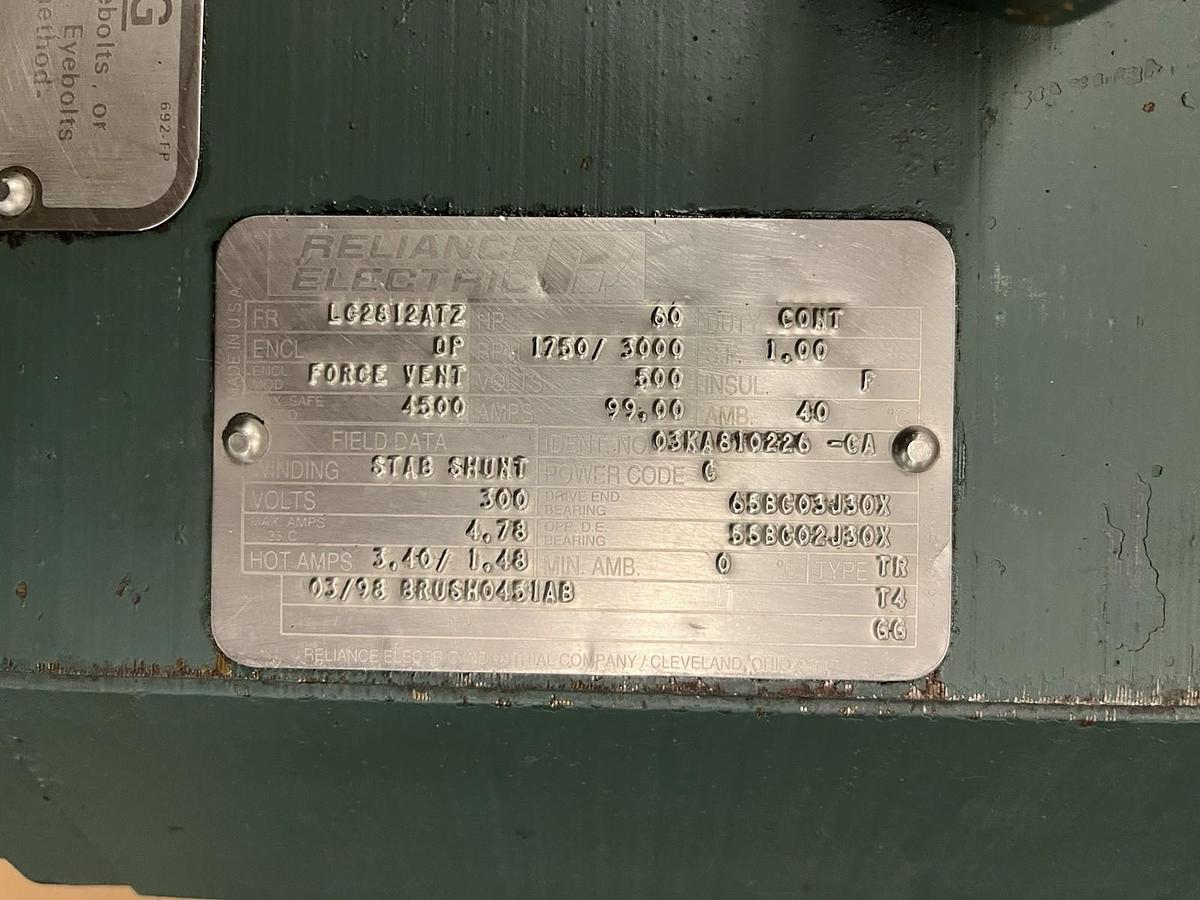 Used RELIANCE,LC2812ATZ,60HP DC MOTOR 1750/3000RPM 500VDC