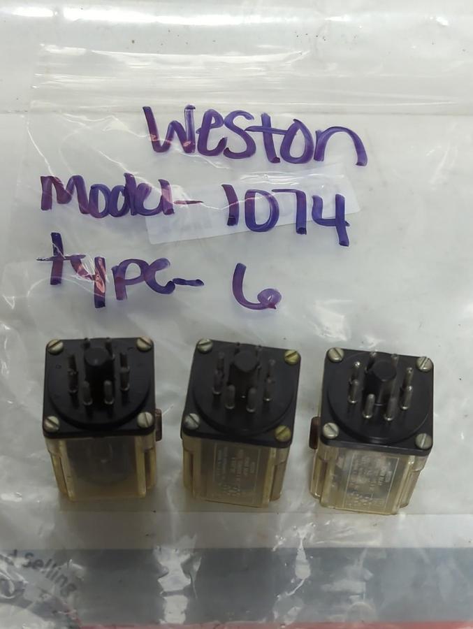 Used WESTON,1074-6,PLUG IN RELAY 8-PIN 6V LOT OF 3 PRE-OWNED