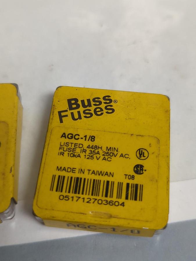 COOPER BUSSMANN,AGC-1/8,MINI 1/8 AMP FUSE LOT OF 25 NOS