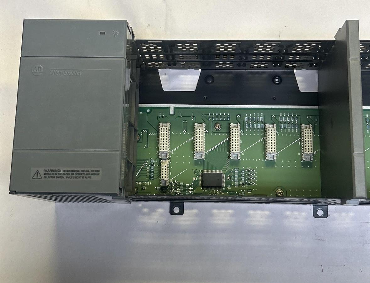 Used ALLEN BRADLEY,1746-A10,10 SLOT RACK CHASSIS W/ 1746-P2 POWER SUPPLY