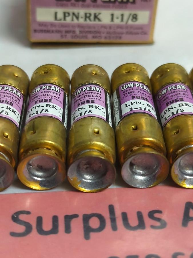 BUSSMANN,LPN-RK-1-1/8,LOW-PEAK 1-1/8 AMP FUSES BOX OF 10 NOS