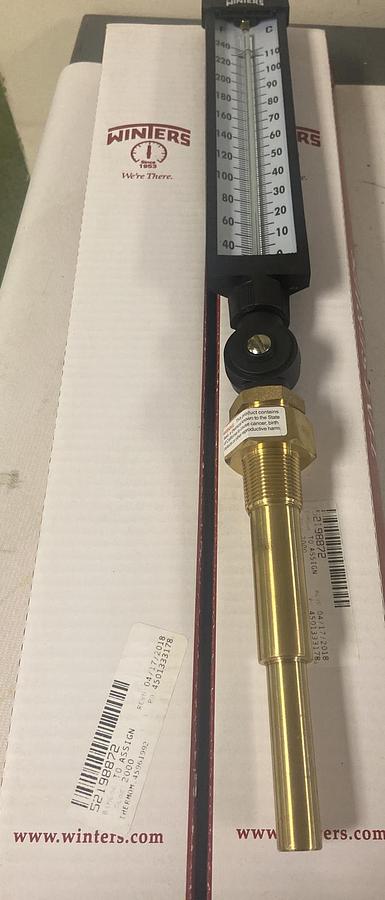Used Winters,TIM100-6,Thermometer Analog 30-240 Deg 3/4 IN NPT 9 IN Length  Lot of 2