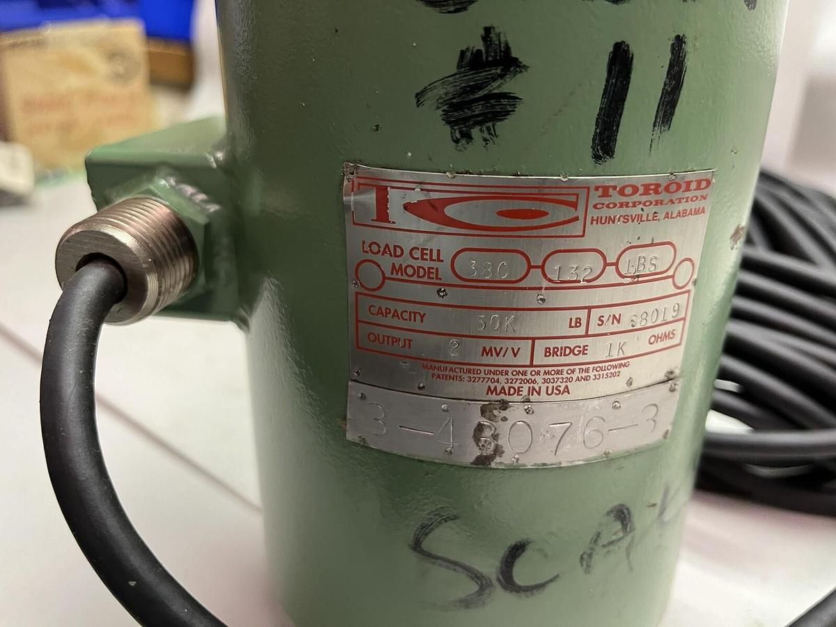 Used TOROID,38C-132-1BS,LOAD CELL 50k LB OUTPUT 2 MV/V BRIDGE 1K OHMS