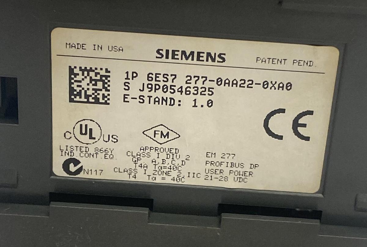 SIEMENS,6ES7277-0AA22-0XA0,PROFIBUS DP MODULE NOS