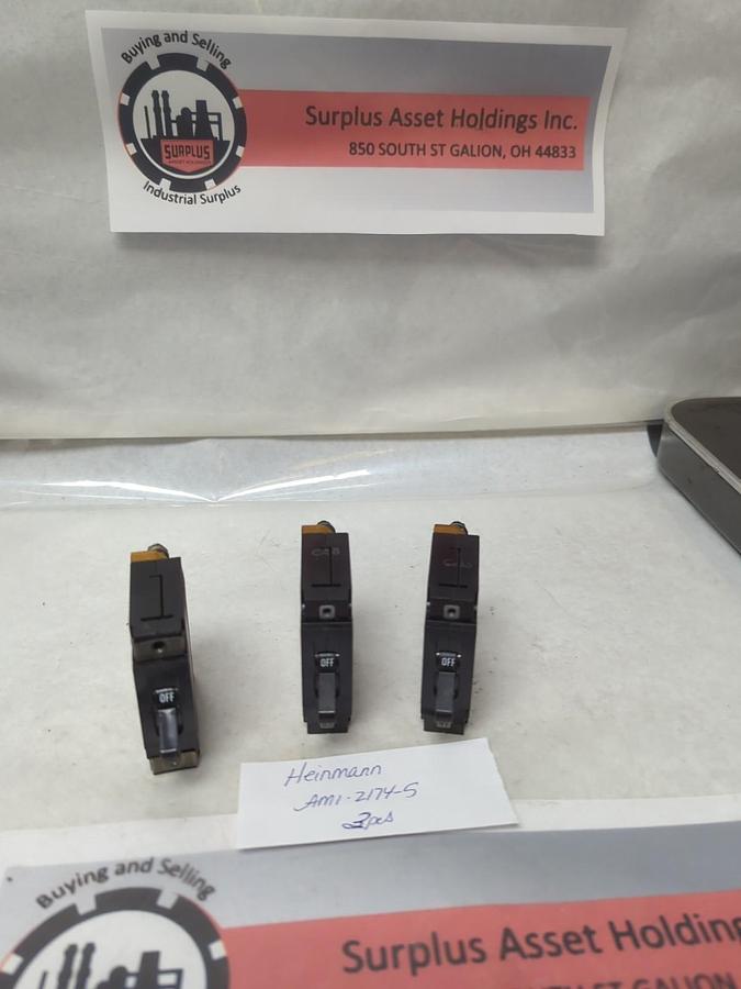 Used HEINEMANN,AM1-Z174-5,CIRCUIT BREAKER 10A 125VAC LOT OF 3 PRE-OWNED