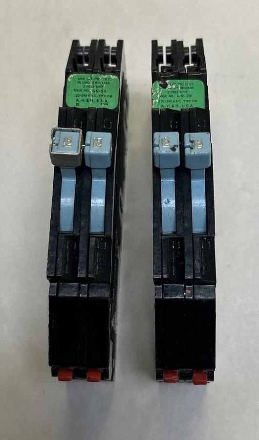 Used ARROW-HART,CB215,CIRCUIT BREAKER 15A 120/240V 2P LOT OF 2