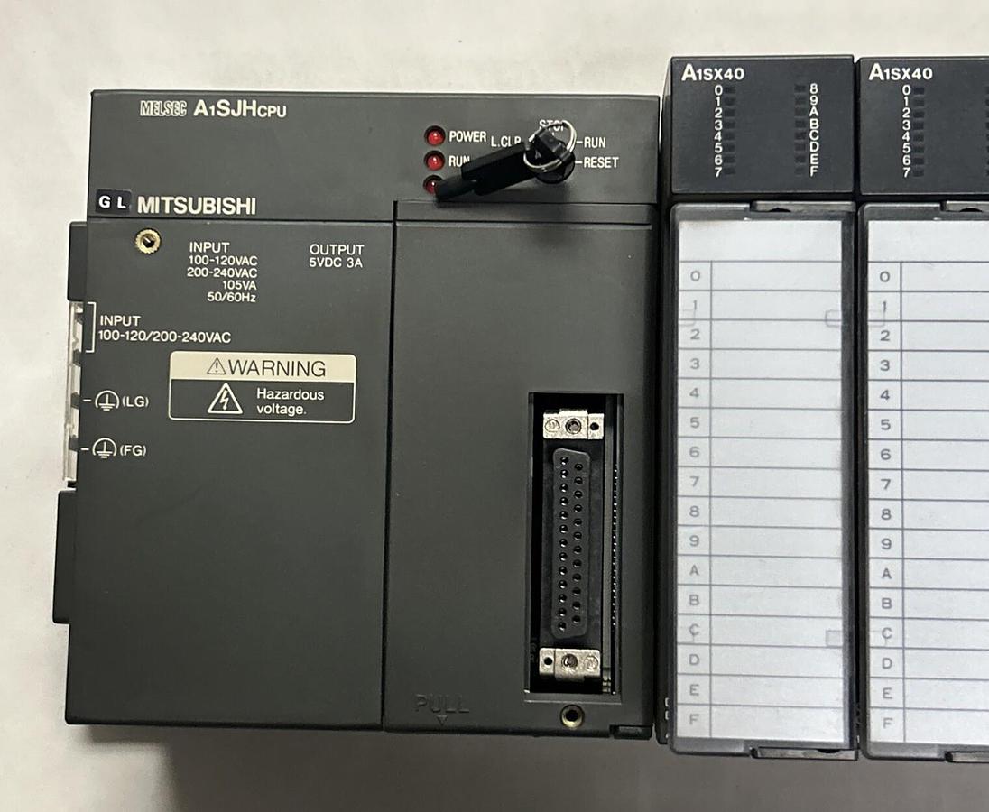 Used MITSUBISHI,A1SJHCPU,CPU UNIT W/A1SX40 / A1SY40 MODULES