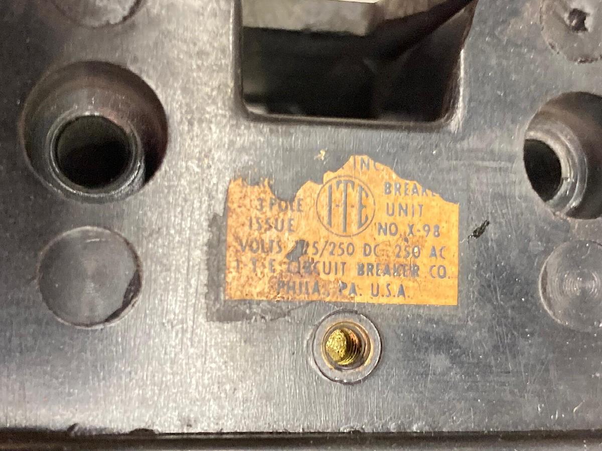 Used ITE,Type ET 1191,3-Pole Circuit Breaker 250VAC 225/250VDC