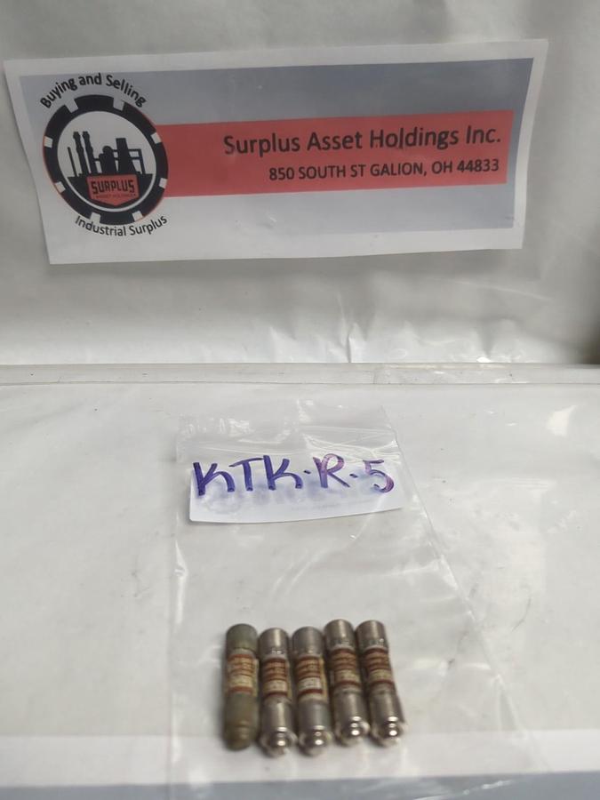 Used COOPER BUSSMANN,KTK-R-5,LIMITRON 5 AMP FUSE LOT OF 5 PRE-OWNED