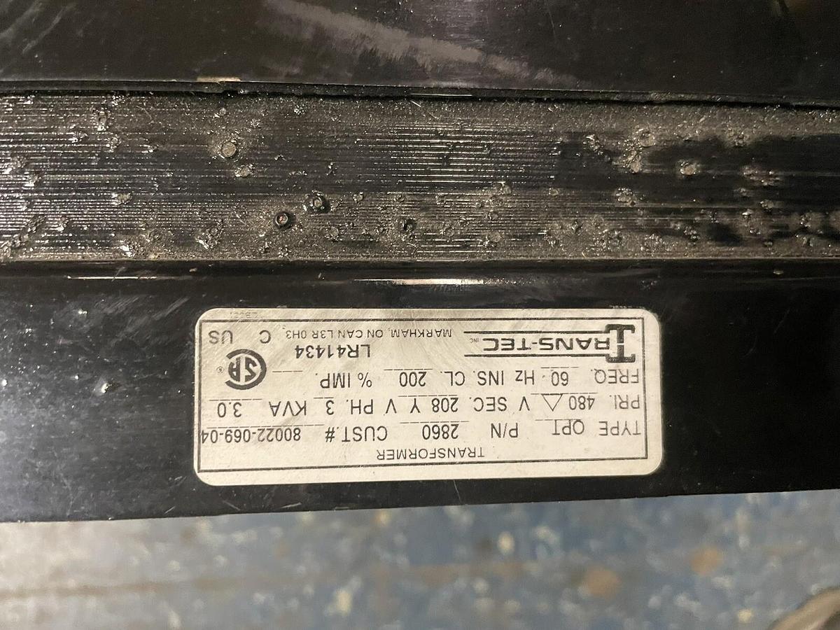 Used TRANS TEC OPT,2860,TRANSFORMER 3KVA PRI 480V SEC 208Y 3PH