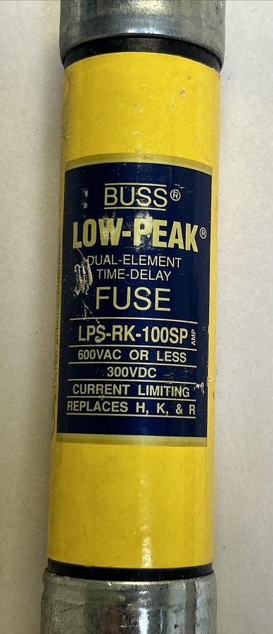 Used BUSSMANN,LPS-RK-100SP,FUSE 100A 600V