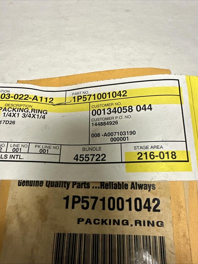 Used Fisher,1P571001042,Packing Ring 1-1/4x1-3/4x1/4 LOT of 4