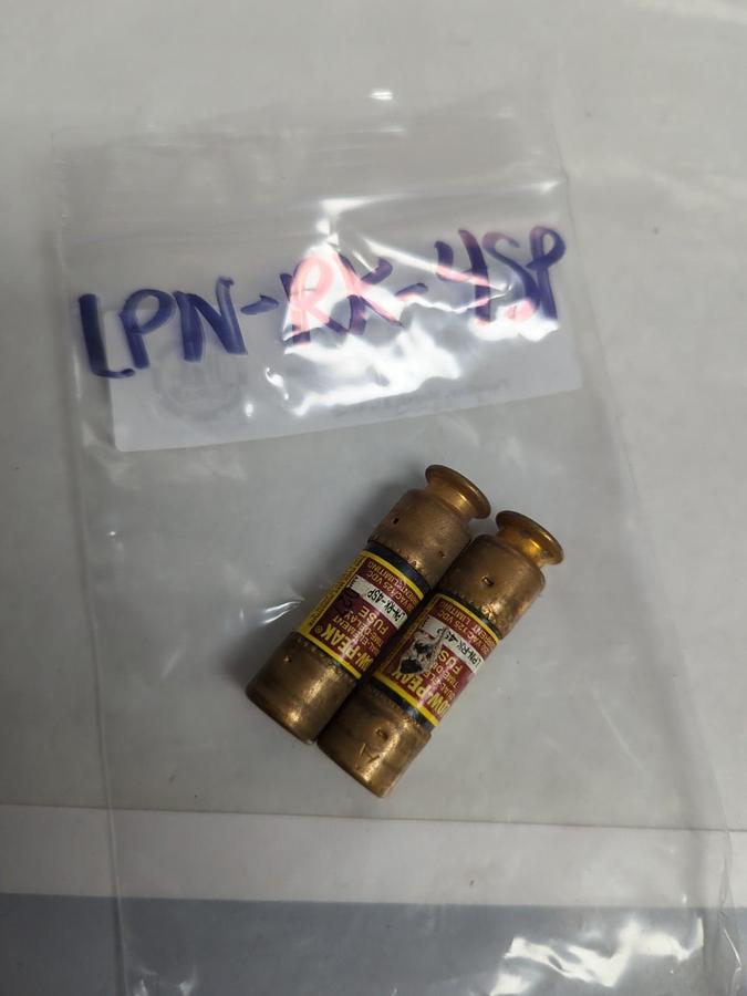 Used COOPER BUSSMANN,LPN-RK-4SP,LOW-PEAK 4 AMP FUSE LOT OF 2 PRE-OWNED