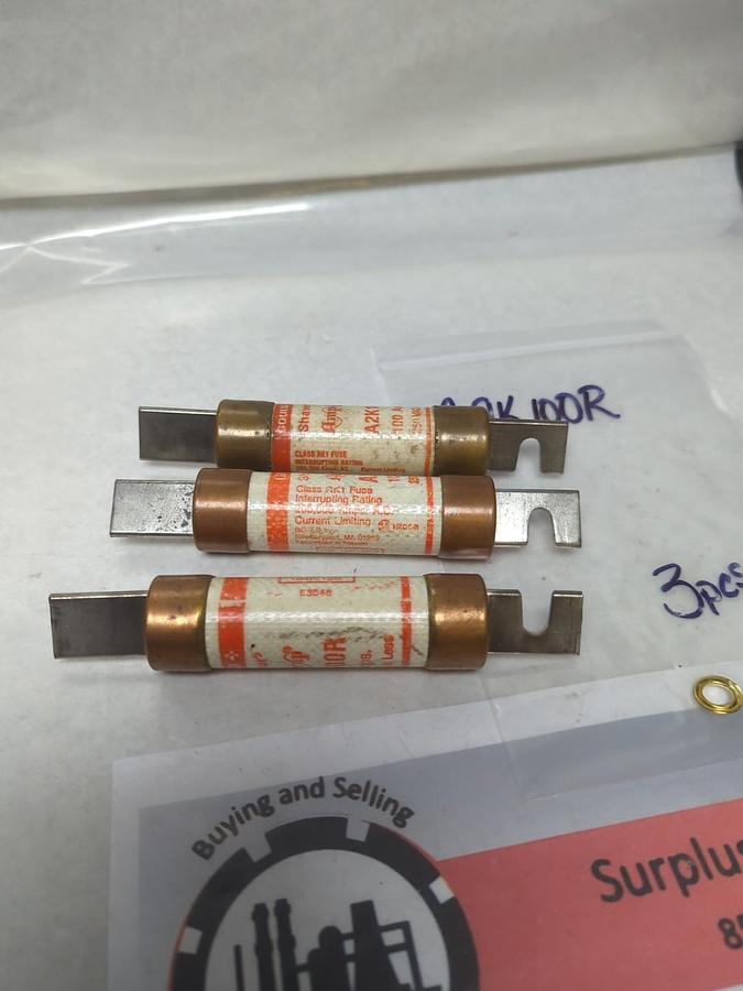 Used GOULD SHAWMUT,A2K100R,AMP-TRAP 100 AMP FUSE LOT OF 3 PRE-OWNED