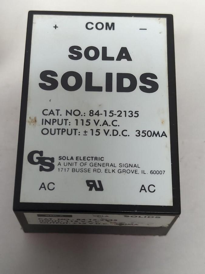 SOLA SOLIDS,84-15-2135,POWER SUPPLY 115 VAC 15 VDC 35 OMA NOS