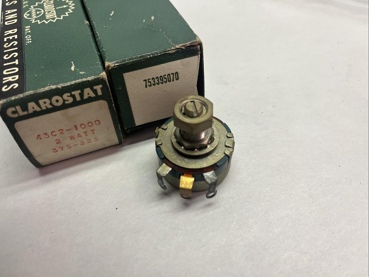 CLAROSTAT,43C2-1000,POTENTIOMETER 2 WATT LOT OF 2