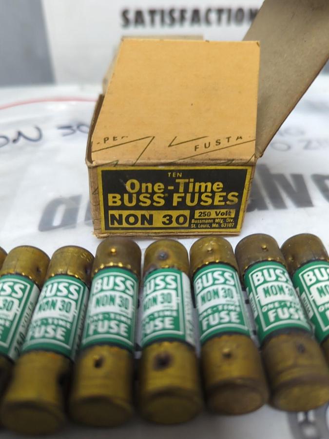 COOPER BUSSMANN,NON-30,ONE-TIME 30 AMP 250V FUSES BOX OF 10 NOS
