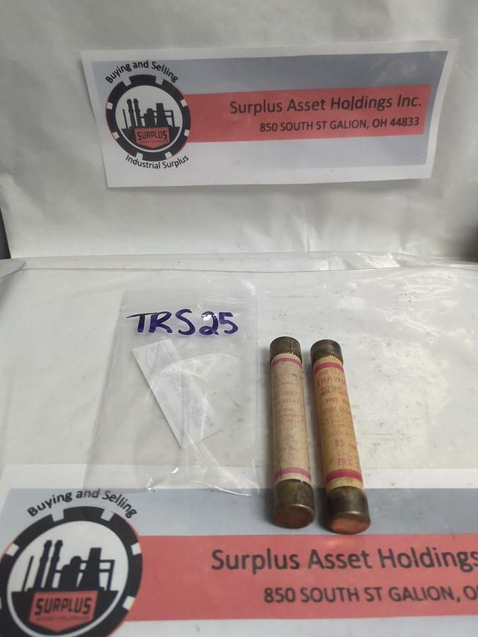 Used GOULD SHAWMUT,TRS25,TRI-ONIC 25 AMP FUSE LOT OF 2 PRE-OWNED