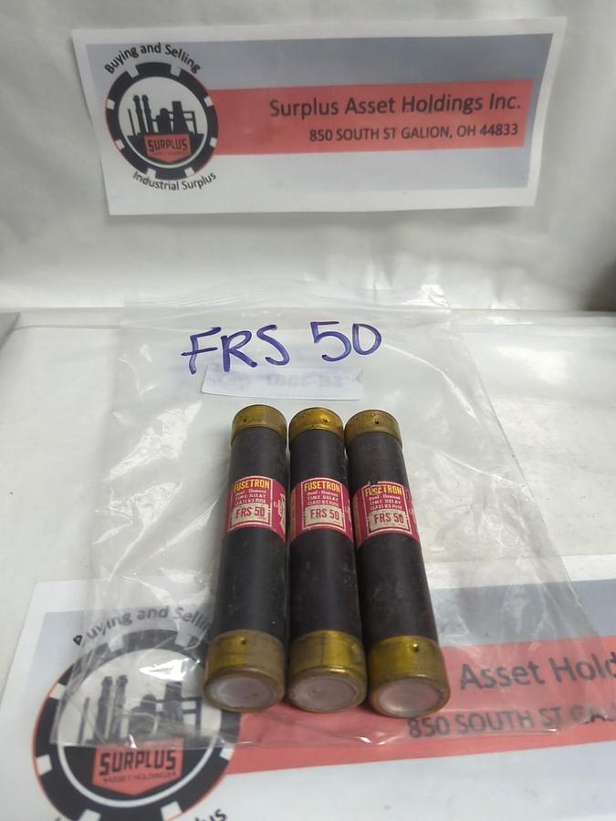 Used COOPER BUSSMANN,FRS-50,FUSETRON FUSE 50 AMP LOT OF 3 PRE-OWNED