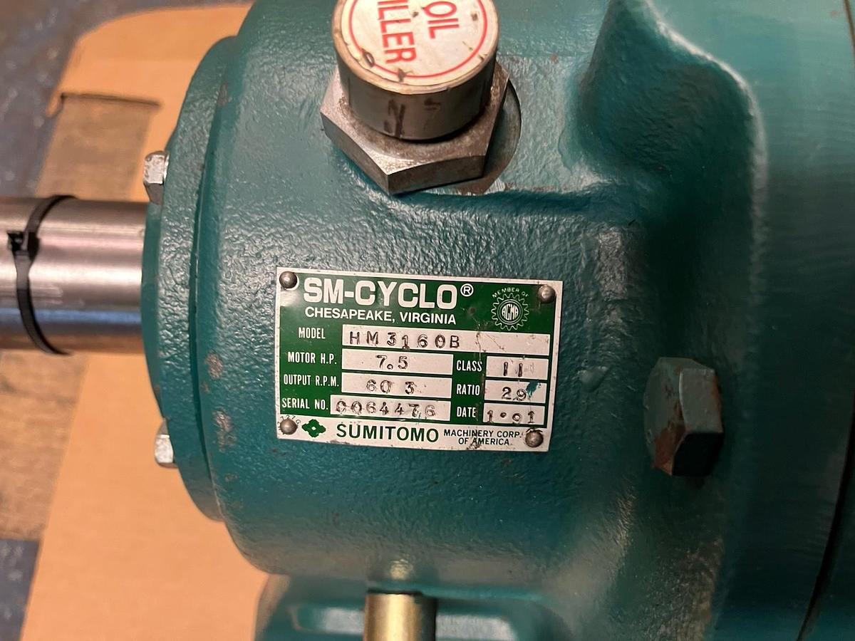 Used SUMITOMO,HM3160B,SM-CYCLO GEARMOTOR 7.5HP 60.3RPM RATIO 29