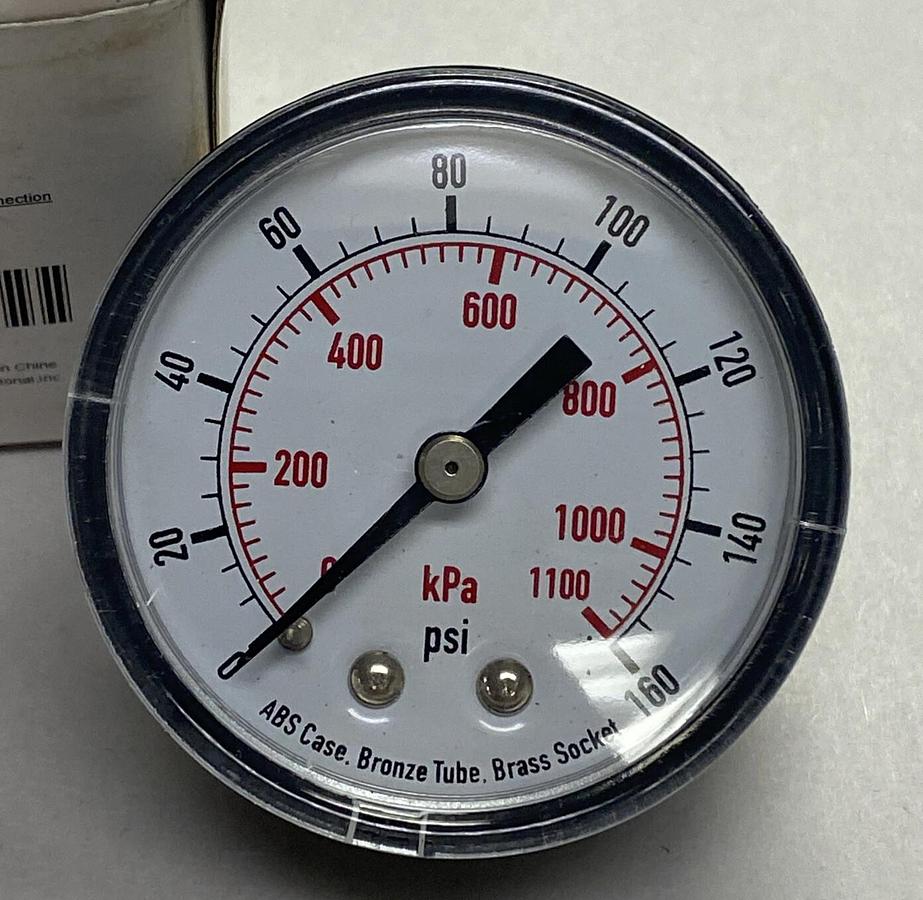 GRAINGER,4FMC7A,PRESSURE GAUGE 0-160PSI NEW