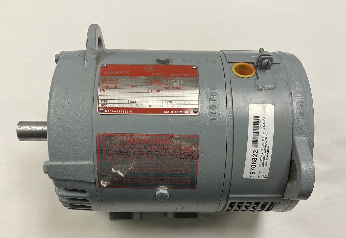 General Electric,5CD142EA002B001,DC Motor 2HP 1750 240VDC Frame CDL182AT