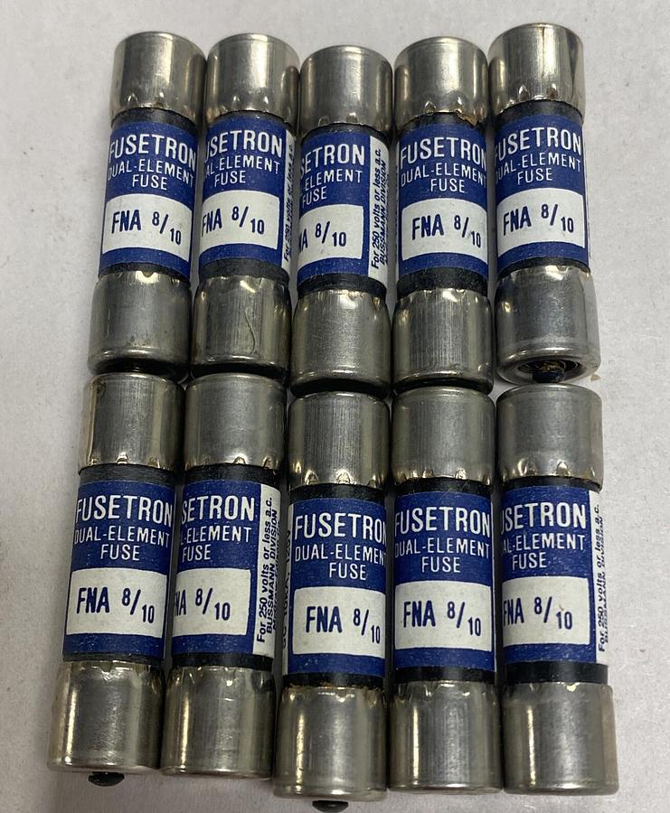 Cooper Bussmann,FNA-8/10,Fusetron Fuse 8/10 AMP Lot Of 10 NOS